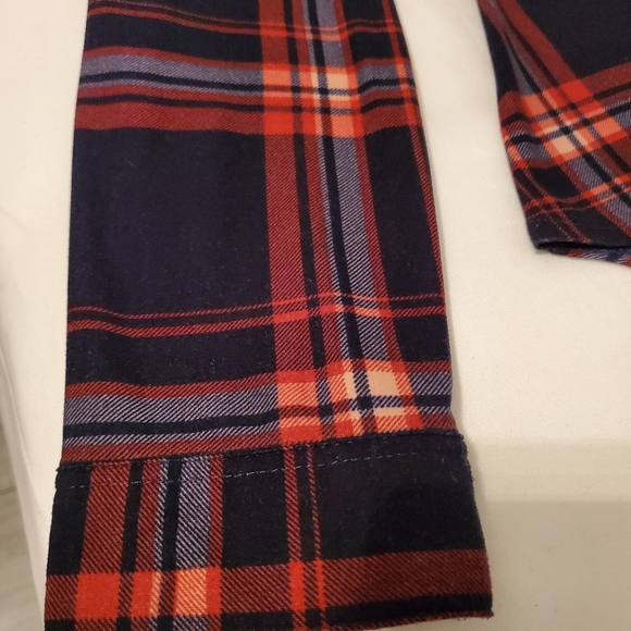 Selling Women's Plaid Blue & Maroon Button Up Long Sleeved Shirt - Picture 5 of 10